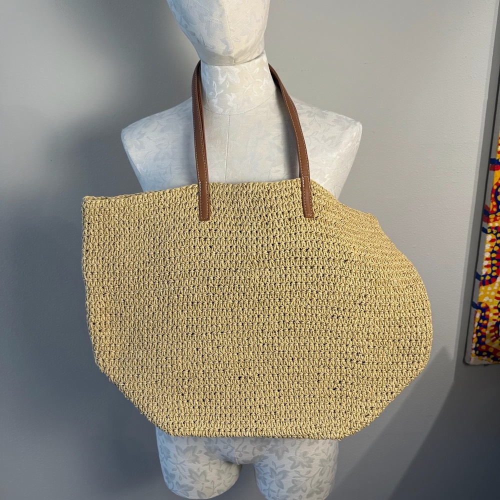 Vintage Unused Natural Straw Merona Tote/Handbag